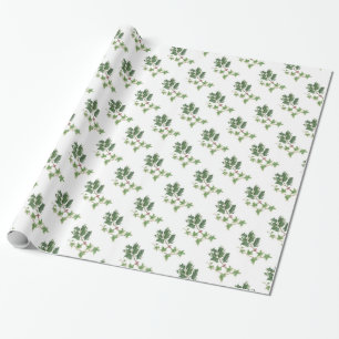 Papier Cadeau Couleur pour aquarelle botanique de houx et de