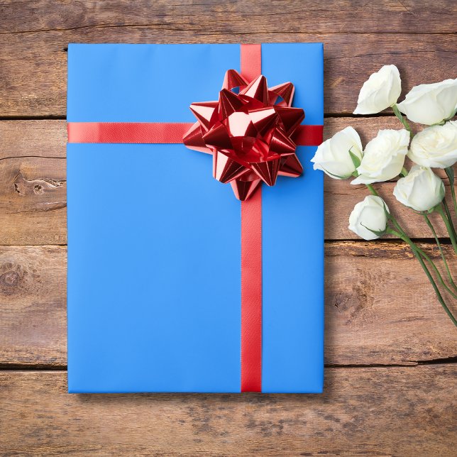 Papier Cadeau Couleur solide bleu Dodger | Classique | Élégant (Créateur téléchargé)