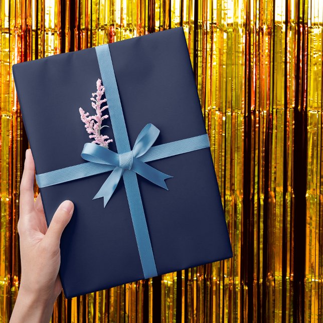 Papier Cadeau Couleur solide bleu marine de minuit (Créateur téléchargé)