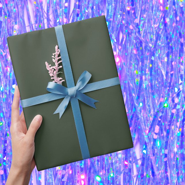 Papier Cadeau Couleur solide vert Kombu (Créateur téléchargé)