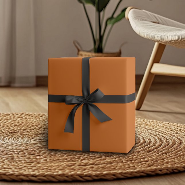 Papier Cadeau Couleur Uni Orange Brûlé | Classique | Élégant (Créateur téléchargé)