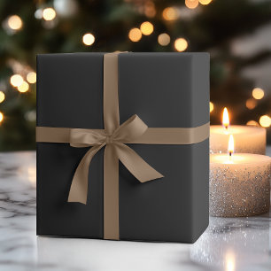 Papier Cadeau Couleur unie noir onyx Classique Élégant