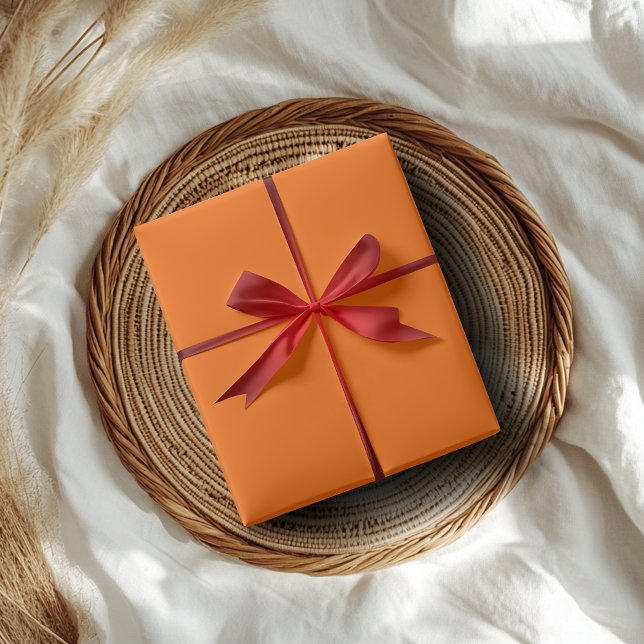 Papier Cadeau Couleur unie orange du coucher de soleil néon | Cl (Créateur téléchargé)