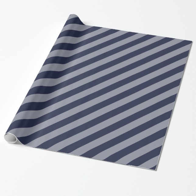 Papier Cadeau Couleurs Bleu foncé festif rayé classique (Déroulé)