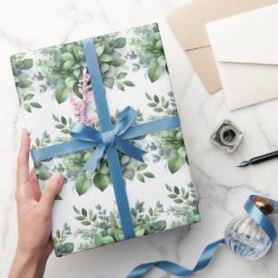 Papier Cadeau Couleurs Botaniques Feuilles Aquarelle Bohème