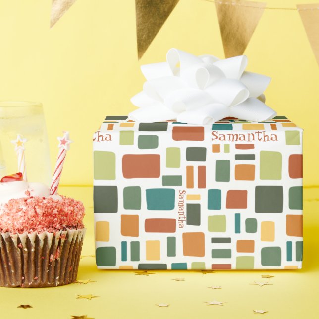 Papier Cadeau Couleurs Chaudes Chaudes Carrés et rectangles (Fête d'anniversaire)