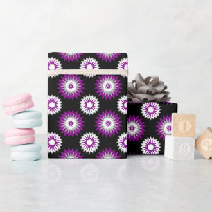 Papier Cadeau Couleurs de la fierté de l'aséxualité / fleur noir