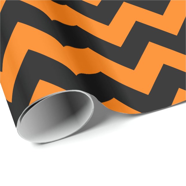 Papier Cadeau Couleurs de l'école Chevron Cadeau Wrap-Orange et  (Coin rond)
