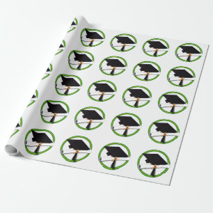 Papier Cadeau Couleurs de l'école Vert et or Casquette de 2e ann