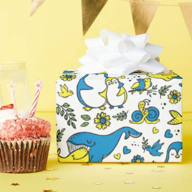 Papier Cadeau Couleurs de l'Ukraine Enfants Bleu Jaune Mères d'a (Fête d'anniversaire)