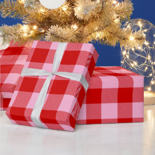 Papier Cadeau Couleurs DIY Buffalo Plaid Tartan Med SV Rouge Fl
