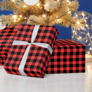 Papier Cadeau Couleurs DIY Buffalo Plaid Tartan SM SV Bk Corail