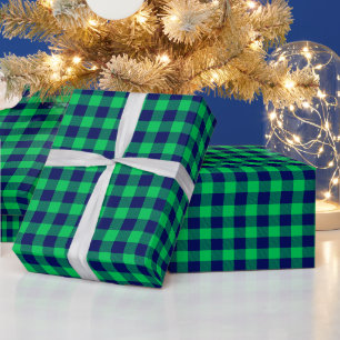 Papier Cadeau Couleurs DIY Buffalo Plaid Tartan SM SV Bleu Vert