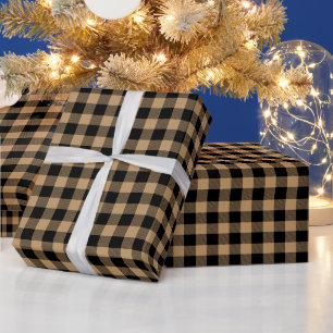 Papier Cadeau Couleurs DIY Buffalo Plaid Tartan SM SV Noir Chame