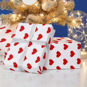 Papier Cadeau Couleurs DIY Motif Cœurs Rouge Blanc