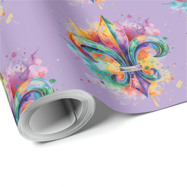 Papier Cadeau Couleurs élégantes de Mardi Gras  (Coin rond)