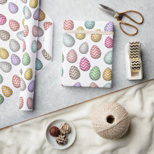 Papier Cadeau Couleurs pastel des Motifs d'oeufs de Pâques