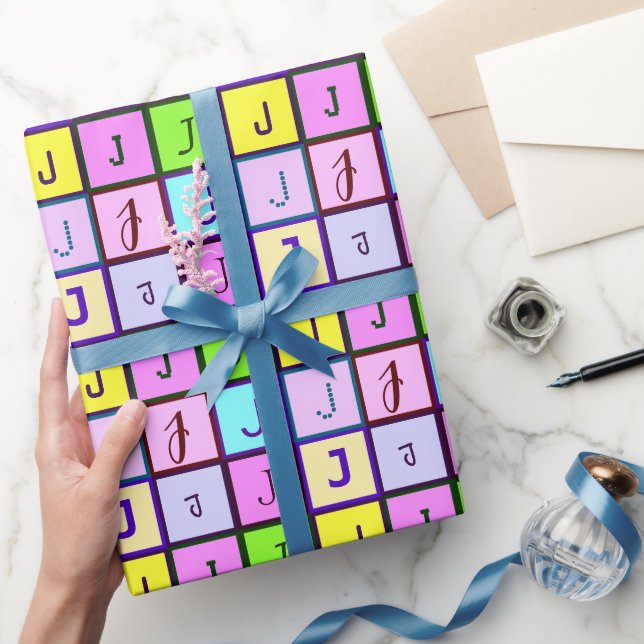 Papier Cadeau Couleurs Pastel Monogramme personnalisées pour l'a (Cadeaux)