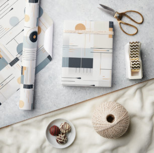 Papier Cadeau Couleurs pastel motif géométrique du milieu du siè