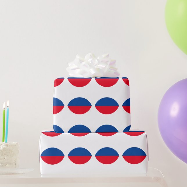 Papier Cadeau Couleurs personnalisées Bleu Rouge Motifs géométri (Cadeaux de fête)