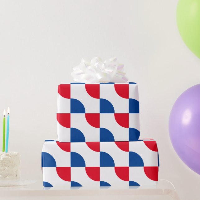 Papier Cadeau Couleurs personnalisées Motif rouge bleu blanc (Cadeaux de fête)