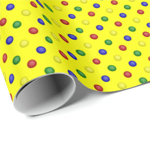 Papier Cadeau Couleurs primaires, Pois Jaune CADEAU WRAP