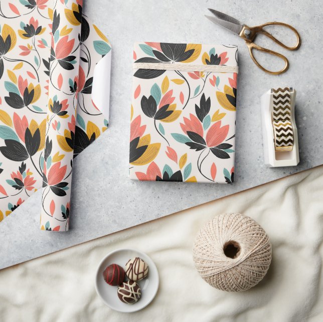 Papier Cadeau Couleurs Rétro  (Artisanat)