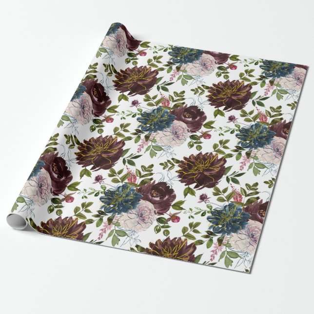 Papier Cadeau Couleurs tendance motif floral (Déroulé)