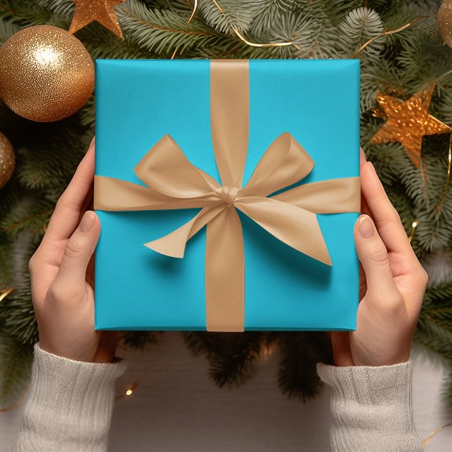 Papier Cadeau Couleurs Tendances - Couleur Cyan Vive - Rouleau S (Créateur téléchargé)