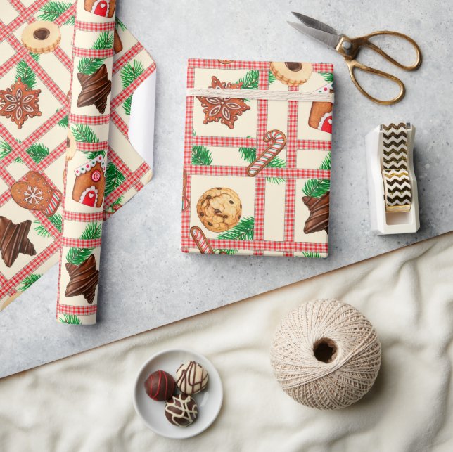 Papier Cadeau Country Noël Gingham & Cookies (Artisanat)