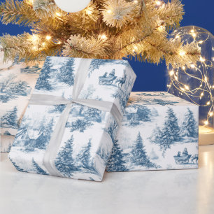 Papier Cadeau Country Vintage Christmas Toile de Jouy Blue
