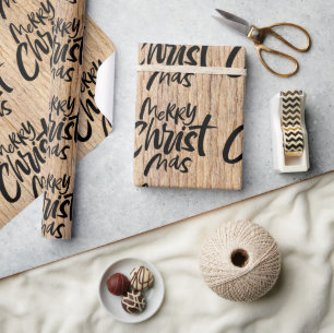 Papier Cadeau Country Wood Joyeux Noël chrétien Religieux
