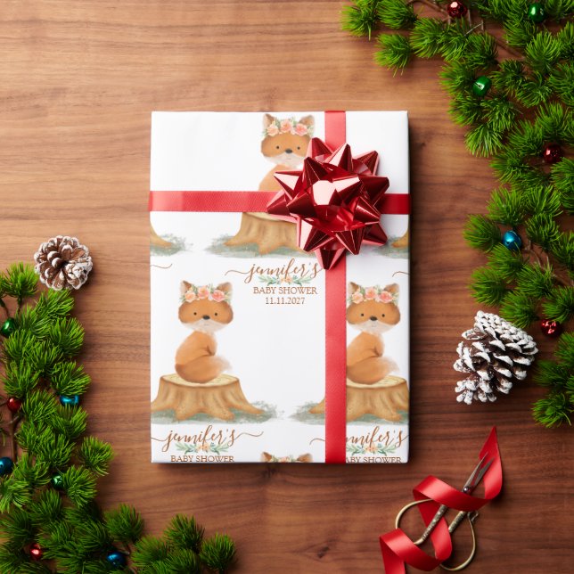 Papier Cadeau Countryside Fox Daisy Baby Shower Farmhouse (Cadeau de vacances)