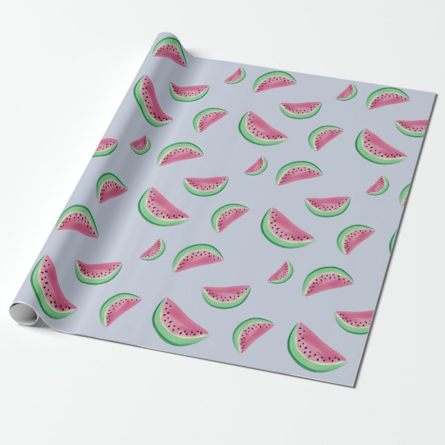 Papier Cadeau Coupe d'aquarelle de pastèque (Déroulé)