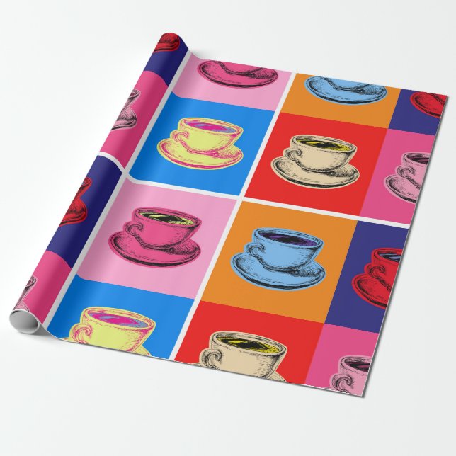Papier Cadeau Coupe de café colorée Mugs (Déroulé)