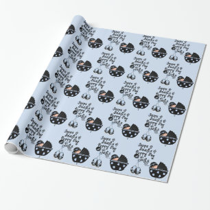 Papier Cadeau Coupes et escargots Baby shower noir et bleu