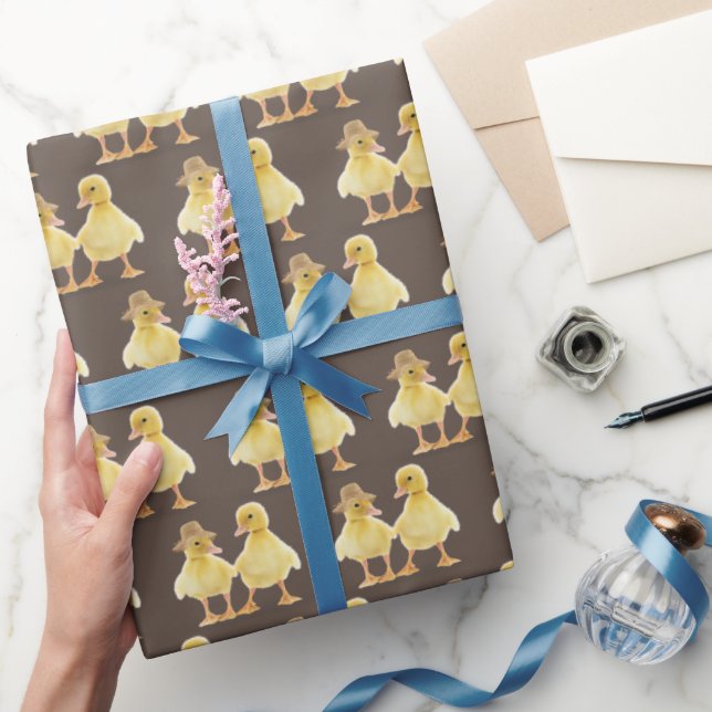 Papier Cadeau Couple De Canard Fuzzé Sur Brown (Cadeaux)