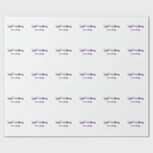 Papier Cadeau couple de mariages. Nom date violet simple mo mini