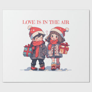 Papier Cadeau Couple de Noël - L'amour est dans l'air