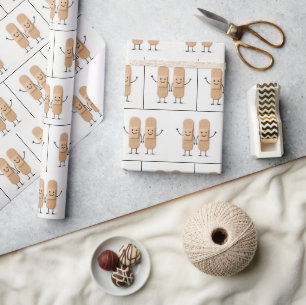 Papier Cadeau Couple de personnages bâtons avec un bandage qui f