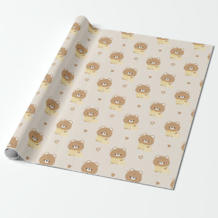 Papier Cadeau Couple d'ours Brown doux et dormant