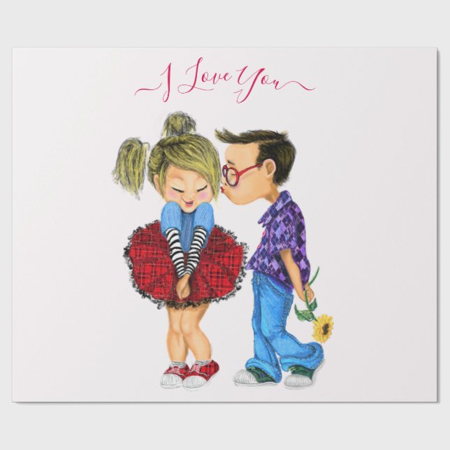 Papier cadeau Couple Love - I Love You (Plat)