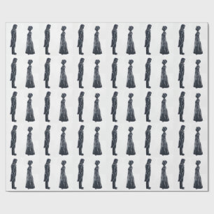 Papier Cadeau Couple Régence : Silhouette de Darcy et Elizabeth