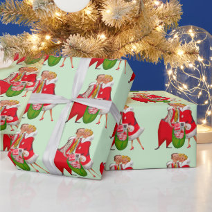 Papier Cadeau Couple Vintage de Noël 1950