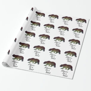 Papier Cadeau Courageux comme un Ours Typographie Aquarelle