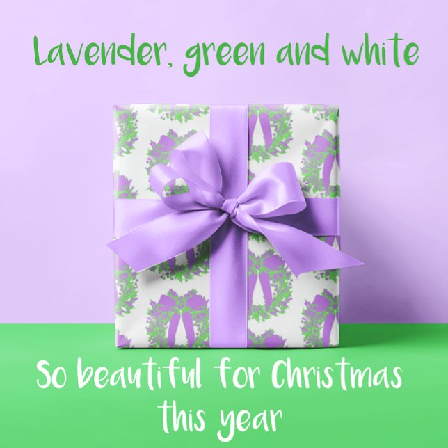 Papier Cadeau Courbe de Noël à la mode violet vert blanc (Stylish, contemporary wrapping paper for Christmas!)