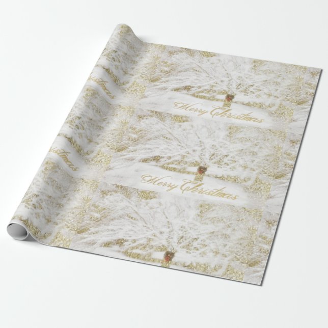 Papier Cadeau Courbe sur l'arbre à neige (Déroulé)