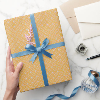 Papier Cadeau Courbes entrelacées sur fond orange clair