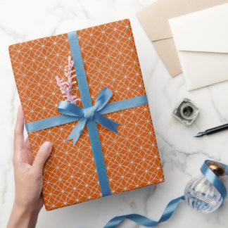 Papier Cadeau Courbes entrelacées sur fond orange foncé