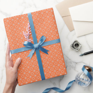 Papier Cadeau Courbes entrelacées sur orange